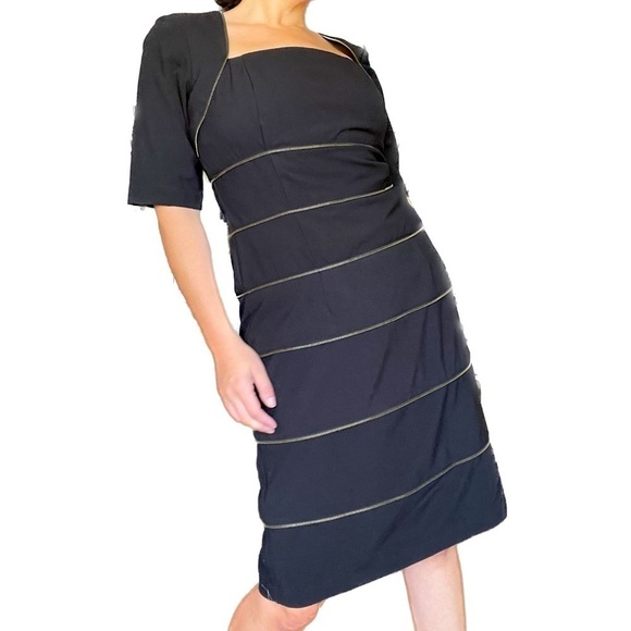 WD•NY - Size 10 Black Zipper Dress - Picture 2 of 6